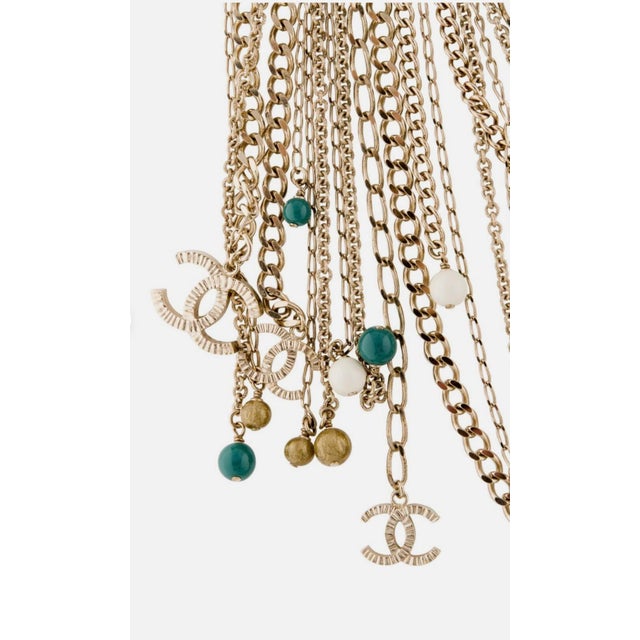 2015 Chanel Necklace Métiers d'Art Paris Dubai CC Gripoix Camellia Flower Multistrand Runway For Sale - Image 9 of 10