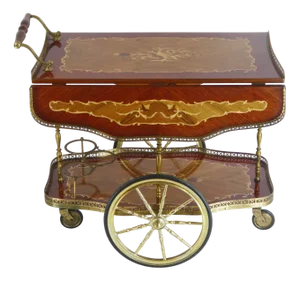 Vintage Hollywood Regency Italian Brass Bar Cart