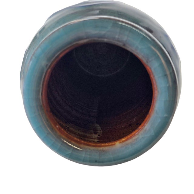 Studio Art Pottery Blue Green Vase 11" For Sale - Image 10 of 12