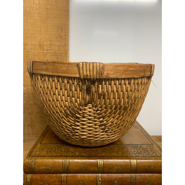 Mid 20th Century Vintage Handwoven Chinese Willow Basket For Sale - Image 5 of 5
