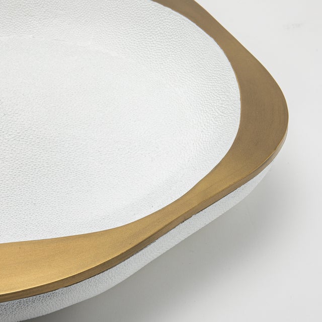 Bowl in White Shagreen With Bronze Patina Brass Details R&y Augousti For Sale - Image 10 of 12