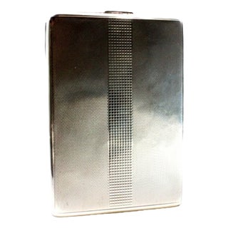 Guilloche Silver Cigarette Case with Bands Along the Length and Spring Lid. For Sale