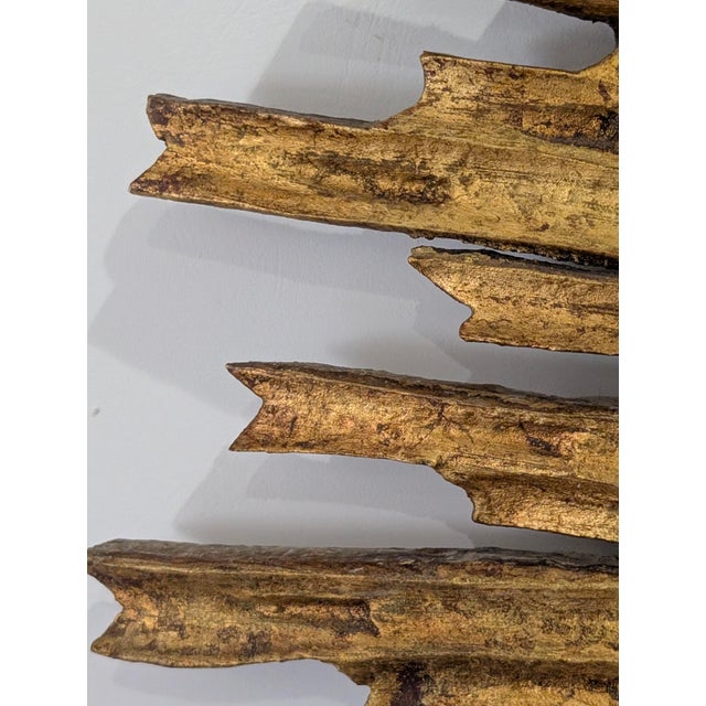 Large Sun Mirror in Carved and Gilded Wood, 1950s For Sale - Image 13 of 18