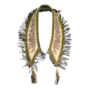 19th Century Knights Templar Velvet Collar With Quilted Moss Silk & Metallic Fringe Passementerie