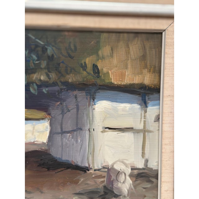 Axel Hamborn, Villagers in Courtyard, 1950s, Oil Painting on Panel, Framed For Sale - Image 6 of 18