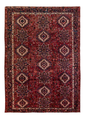 Antique Heriz Persian Handmade Red Geometric Pattern Wool Rug