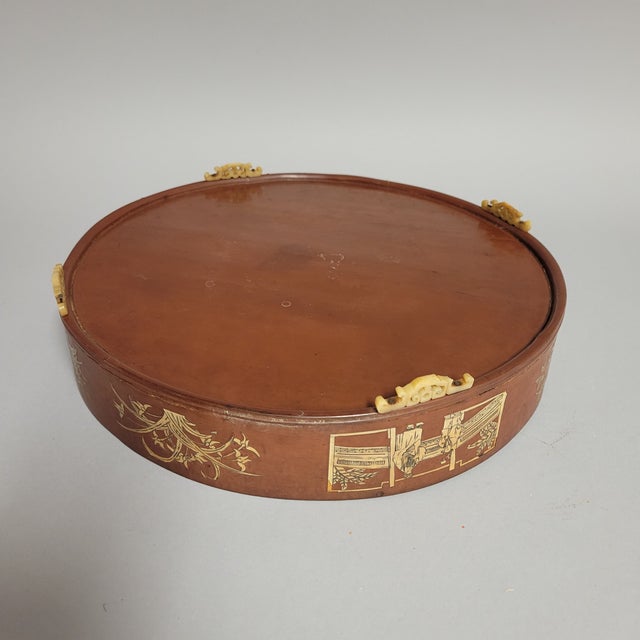 Antique Chinese Inlaid Marriage Tray With Figural and Floral Scenes, Late Qing For Sale - Image 11 of 13