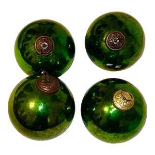 Green Kugel Ornaments - 1900's - Set of 4 For Sale