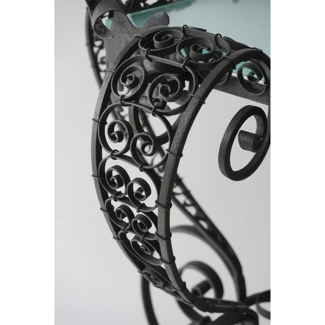 Metal Garden Pedestal Wrought Iron From Palm Beach Mizner Workshop For Sale - Image 7 of 11