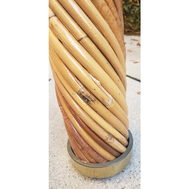 Brass 1970s Rattan Brass Pencil Reed Side Table Gabriella Crespi Style For Sale - Image 8 of 9