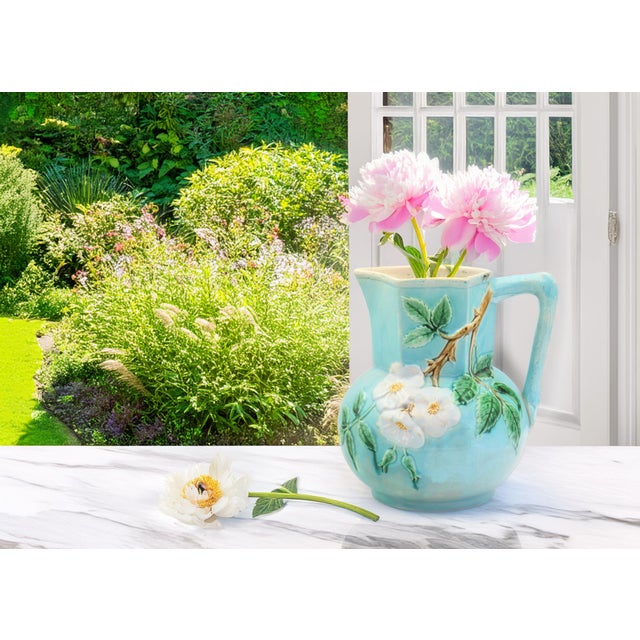 Late 19th Century Large English Dogwood Blossom Majolica Water Pitcher For Sale In Los Angeles - Image 6 of 6