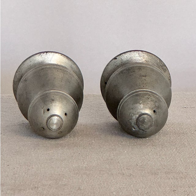 Rustic Vintage Pewter Salt and Pepper Shakers- a Pair For Sale - Image 3 of 4