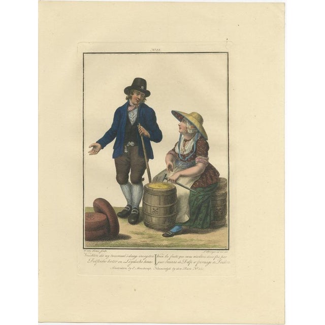 Delft Butter and Leiden Cheese with Dutch Costume Print by Maaskamp, 1820 For Sale - Image 3 of 9