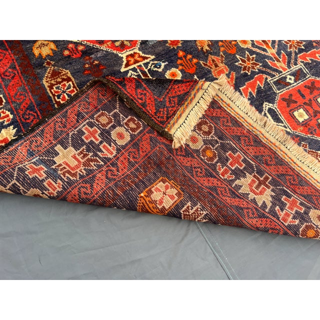 Vintage Afghan Baluchi Hand-Knotted Wool Rug With Floral Pot and Vase Design Rug For Sale - Image 15 of 15
