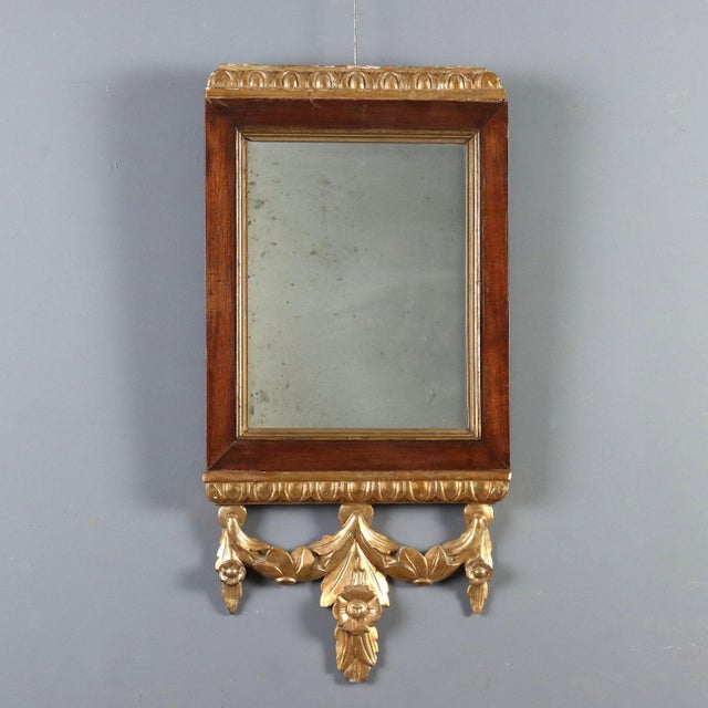 Walnut Mirror with Gilded Carvings, Italy, 19th Century For Sale - Image 9 of 9