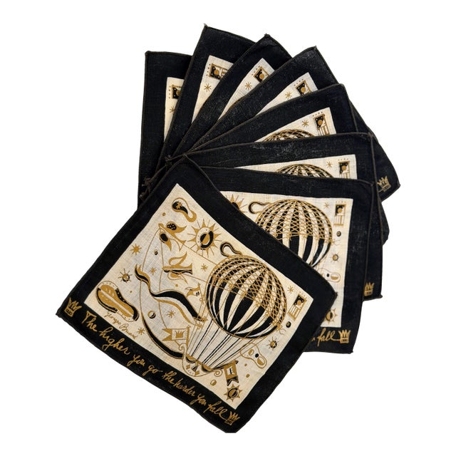 Vintage Georges Briard for M. Wille Co. Cocktail Napkin Set With Box | Mid Century Modern Linen Decor For Sale