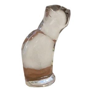 Vintage Orrefors Signed Alberius Crystal Art Glass Heavy Cat Sculpture
