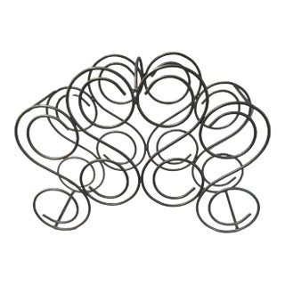 Vintage Gray Metal Swirl Countertop 8-Bottle Wine Rack For Sale