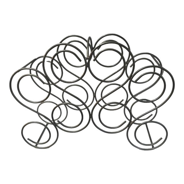 Vintage Gray Metal Swirl Countertop 8-Bottle Wine Rack For Sale