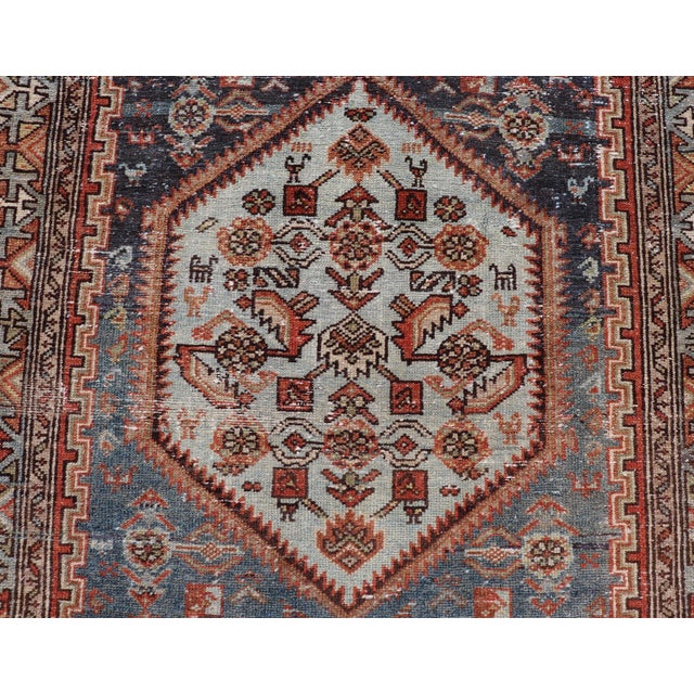 Antique Persian Hamadan Rug With Medallion and Rich Geometric Border 3'10 X 6'1 For Sale - Image 4 of 10