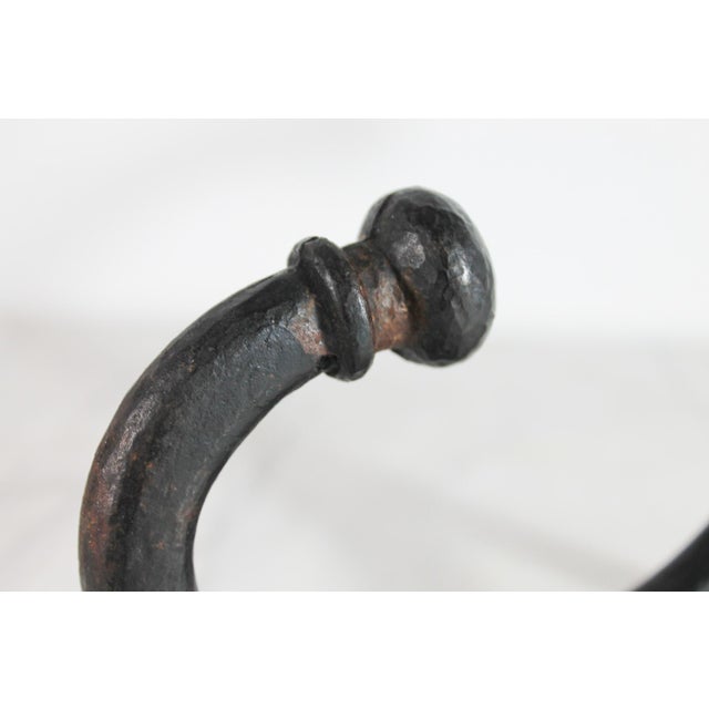 Early 20th Century Antique Rustic Cast Iron Double Arm Wall Hook For Sale - Image 5 of 6