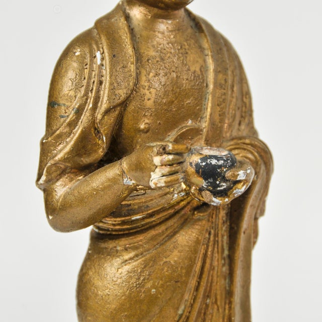 Pair of Gilded Buddhist Monk Figures For Sale - Image 12 of 17