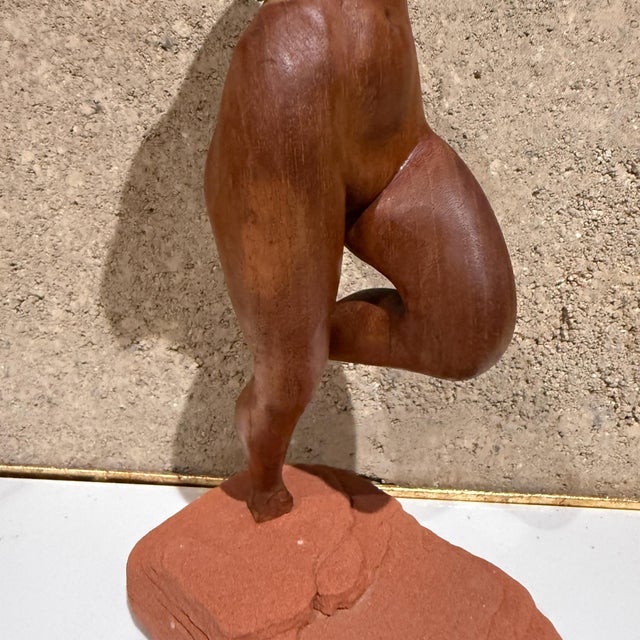 Mid-Century Modern Female Sculpture Hand Carved Mahogany Wood For Sale - Image 11 of 11