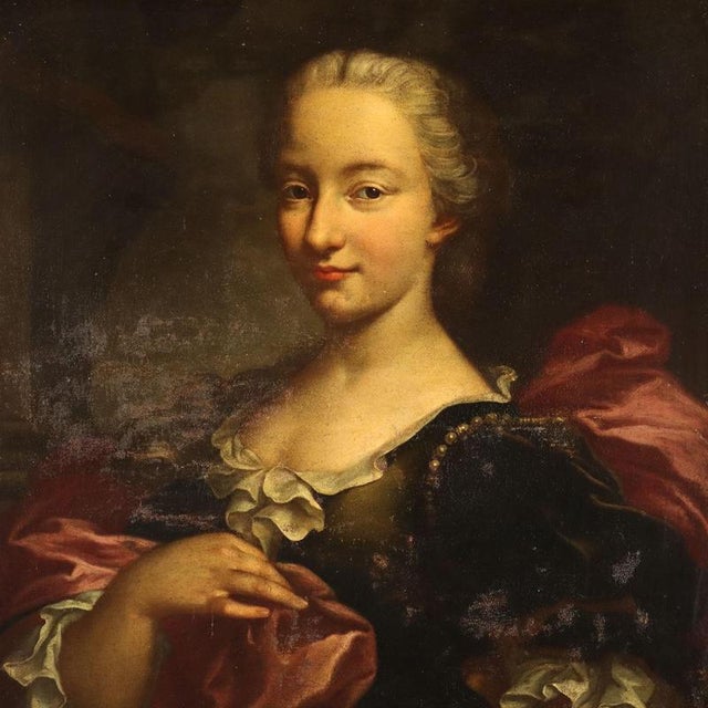 Portrait of a Noblewoman, Oil on Canvas, Framed For Sale - Image 3 of 11