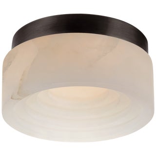 Kelly Wearstler for Visual Comfort Signature Otto 5" Solitaire Flush Mount in Bronze with Alabaster For Sale