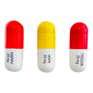 Tal Nehoray, 20 Mg Happy Pill Combo (Red, Yellow and Orange) Set of 3 Still Life Sculptures