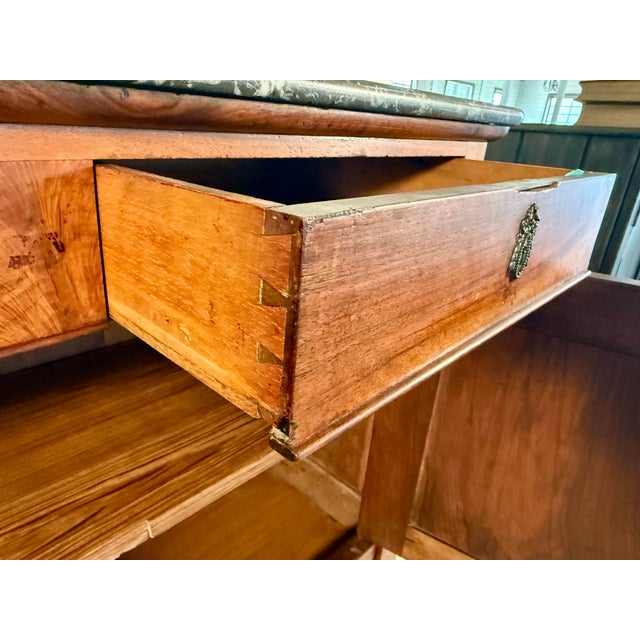Antique French Buffet W/ Belgian Marble Top For Sale In Houston - Image 6 of 12