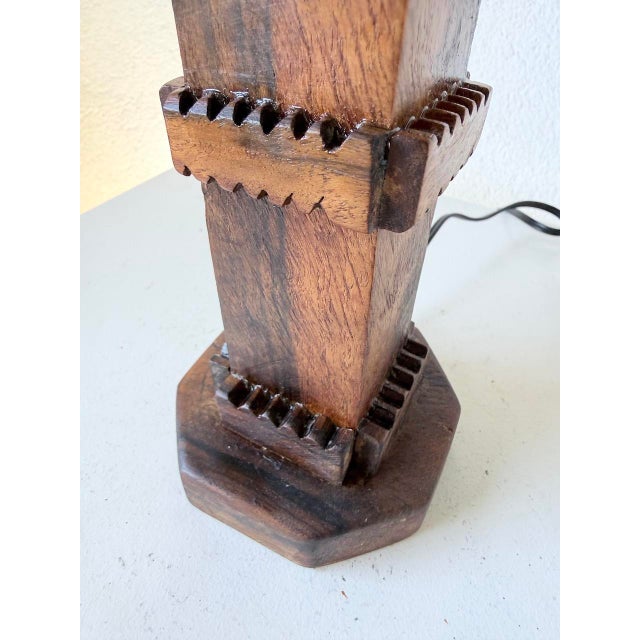 Brutalist Oak Table Lamp, 1950s For Sale - Image 9 of 18