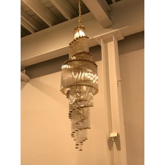 Italian Mid-Century Modern Double Waterfall Spiral Glass Chandelier For Sale - Image 9 of 9