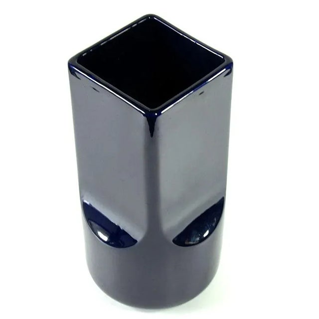 Blue Italian Ceramic Glazed Vase by Studio O.P.I. for Gabianelli, 1970s For Sale - Image 8 of 9
