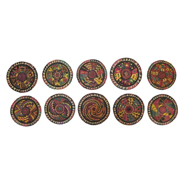 Beautiful natural hand woven flat grass plates. These great art pieces make unique place mats. Each is uniquely different...