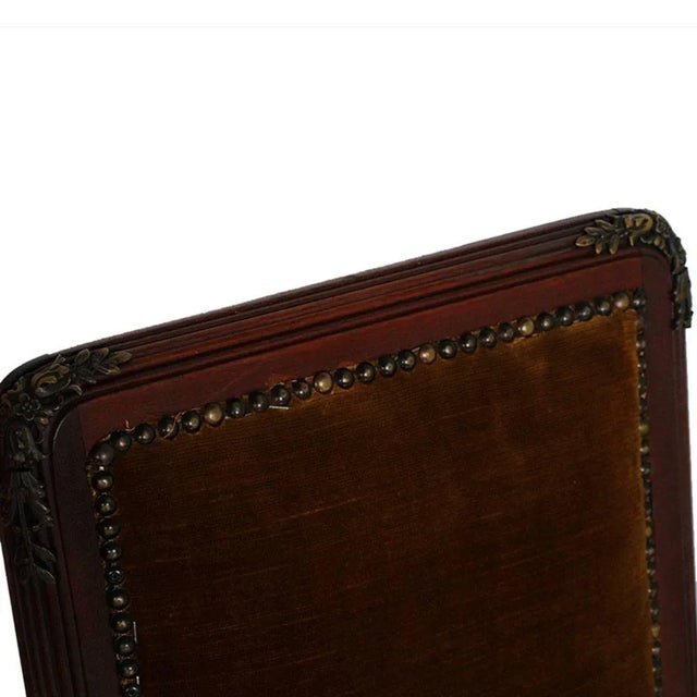 Set of 19th Century Art Nouveau Walnut & Velvet Side Chairs For Sale - Image 4 of 5