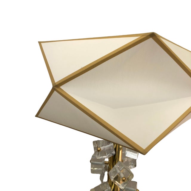 Transparent Murano Cube Lamps with Geometric Shade, Set of 2 For Sale - Image 4 of 7