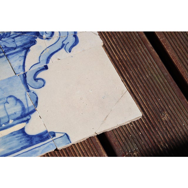 Tile Mural Panel Depicting a Baroque Jardinière With Flowers, Portuguese, 18th Century For Sale - Image 11 of 12