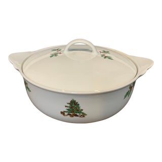 Vintage Tienshan Round Covered Casserole Holiday Hostess For Sale
