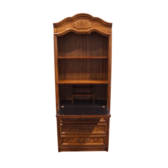 Drexel Furniture Italian Provincial Burled Walnut 31" Secretary Bookcase / Wall Unit 530-810 For Sale In Kansas City - Image 6 of 16