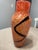 Hand-Blown Orange Art Glass Vase With Black Swirl Accent For Sale - Image 4 of 8
