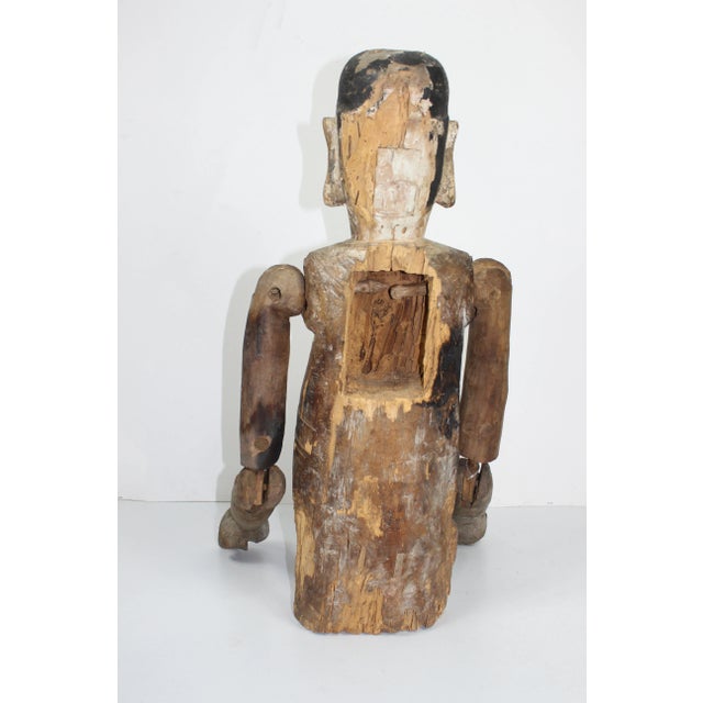 18th Century Century Pacific Rim Carved Wooden Figure Sculpture For Sale - Image 4 of 9
