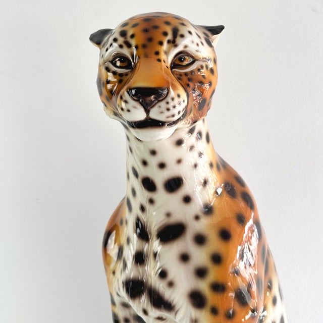 20th Century Italian Ceramic Leopard Floor Sculpture For Sale - Image 16 of 18