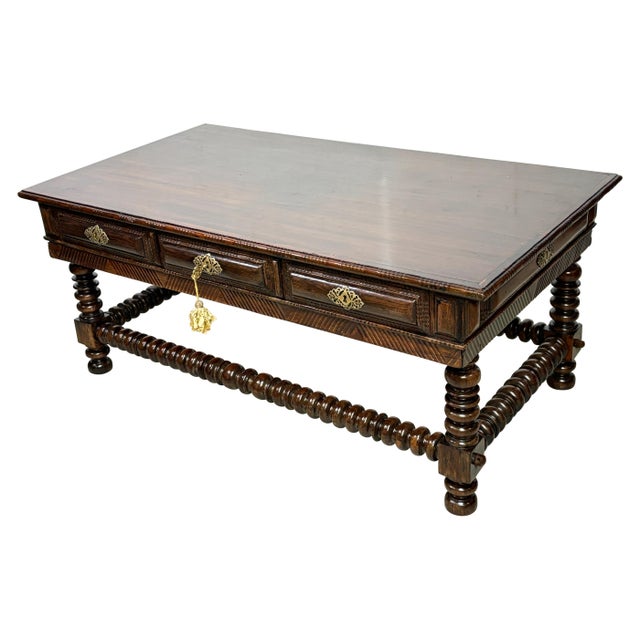 Brown 18th Century Portuguese Hand Carved and Turned Rosewood Coffee Table For Sale - Image 8 of 9