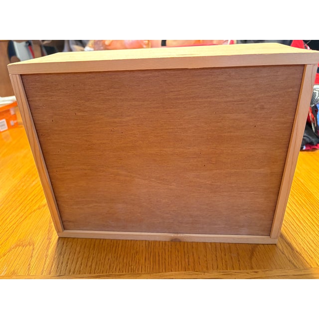Distinctive wooden “Encyclopedic House Box” by renowned New York luxury stationer Mrs. John L. Strong. The natural wood...