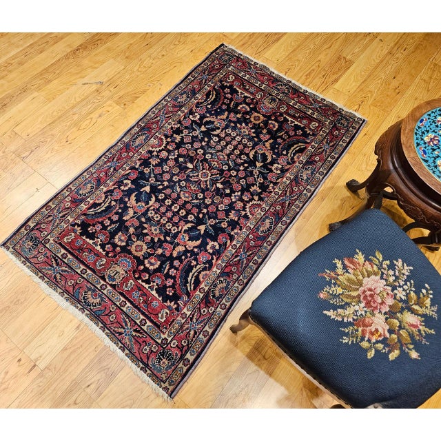 Vintage Indian Agra Rug, Handwoven Wool Pile, Allover Floral Design, 3' x 5' For Sale - Image 11 of 13