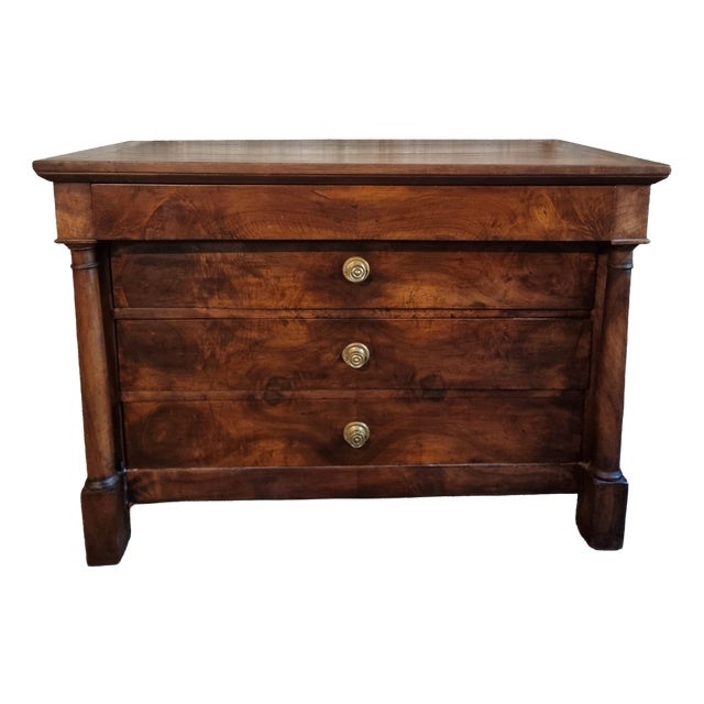 French Empire Walnut Commode, Early 19th Century For Sale