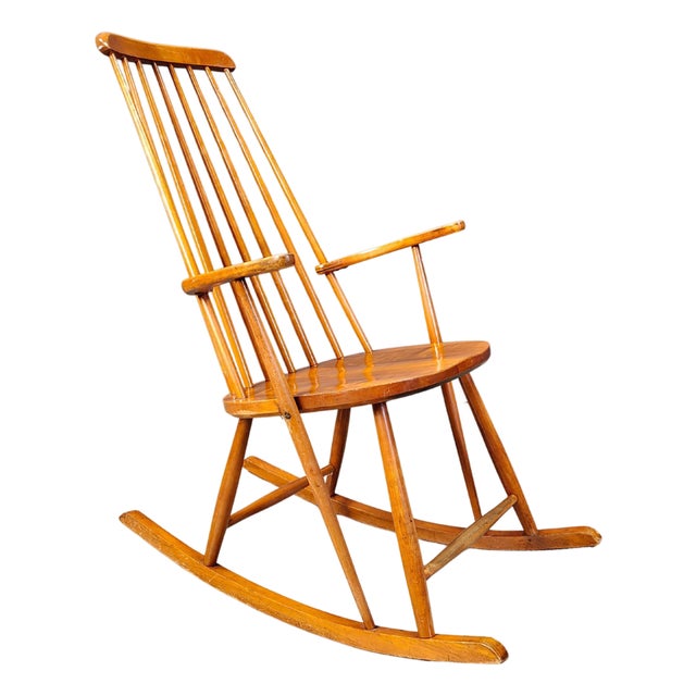 Mid-Century Spindle Rocking Chair, 1960s For Sale