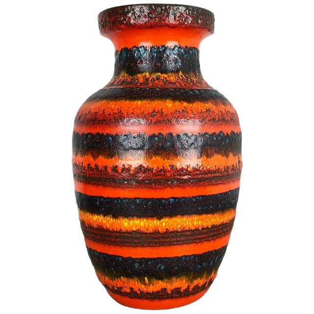 Large Multi-Color Pottery Fat Lava Multi-Color Floor Vase from Scheurich For Sale