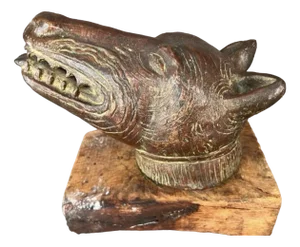 Benin Artist, Leopard Head, 1950s, Bronze